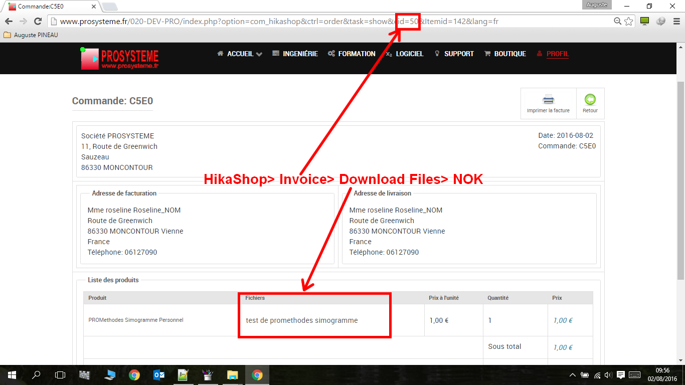Hykashop -Facture - Fichiers téléchagement NOK